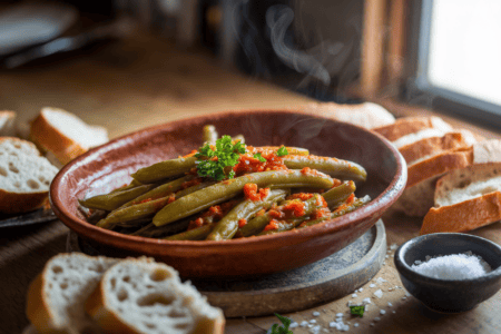 מתכון שעועית ירוקה עם רוטב עגבניות