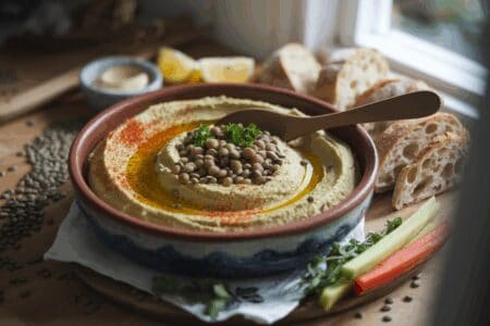 חומוס עדשים ירוקות