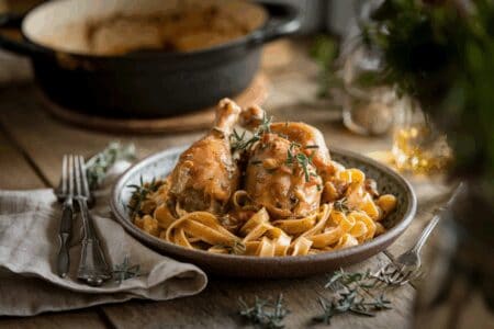 פסטה עם שוקיים עוף