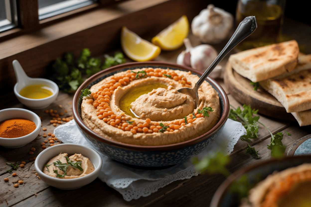 חומוס עדשים כתומות