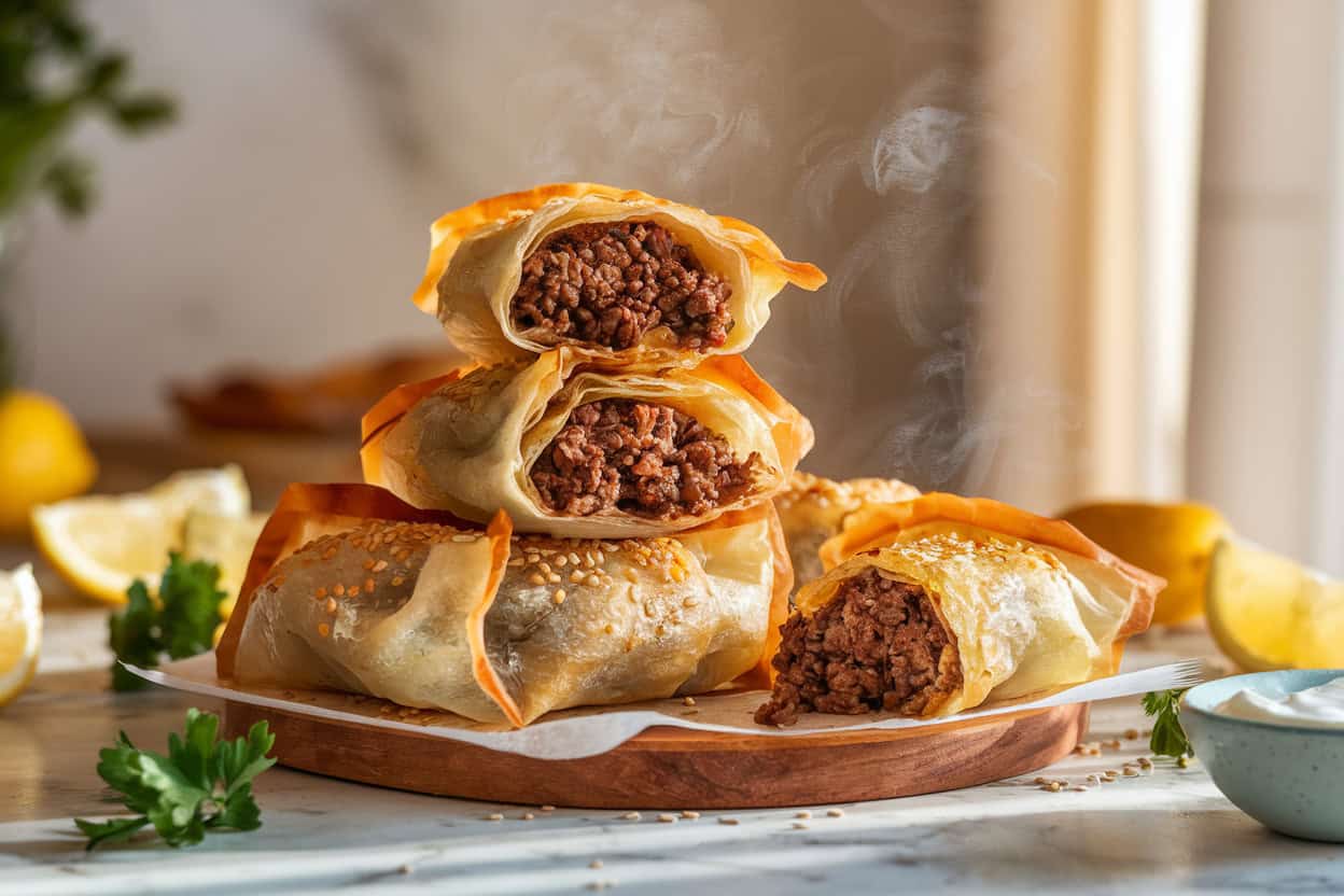 בורקס דפי אורז עם בשר