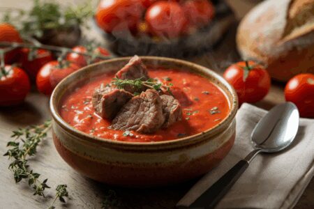 מרק עגבניות עם בשר