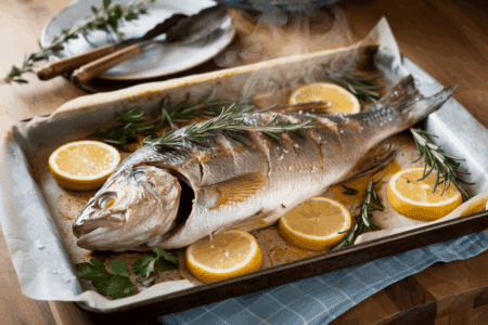 דג מוסר ים שלם בתנור